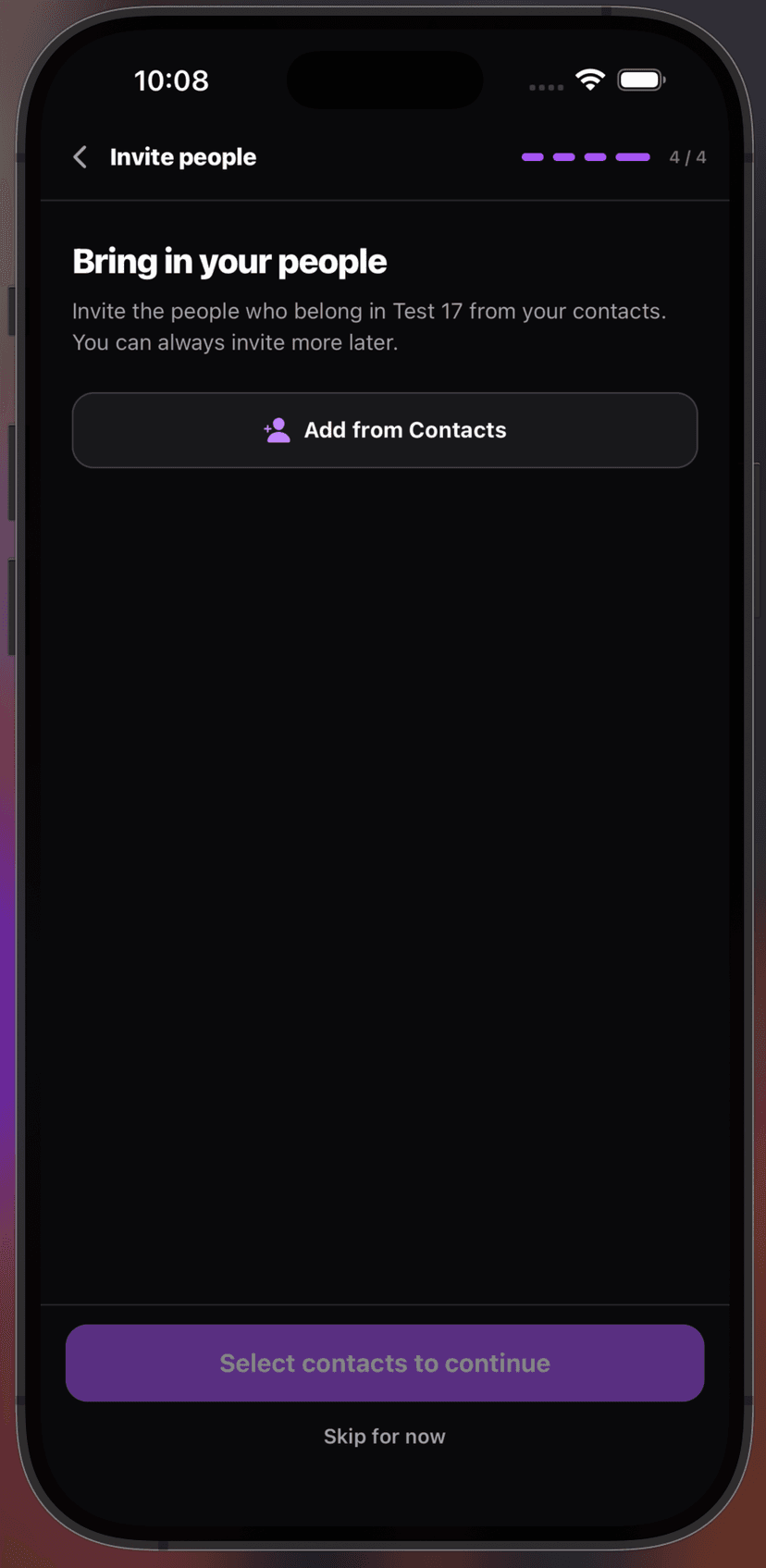 Select contacts to invite